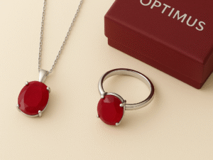 Sterling Silver Ruby Jewelry Set – Handcrafted Necklace & Ring with Natural Red Gemstone (3)